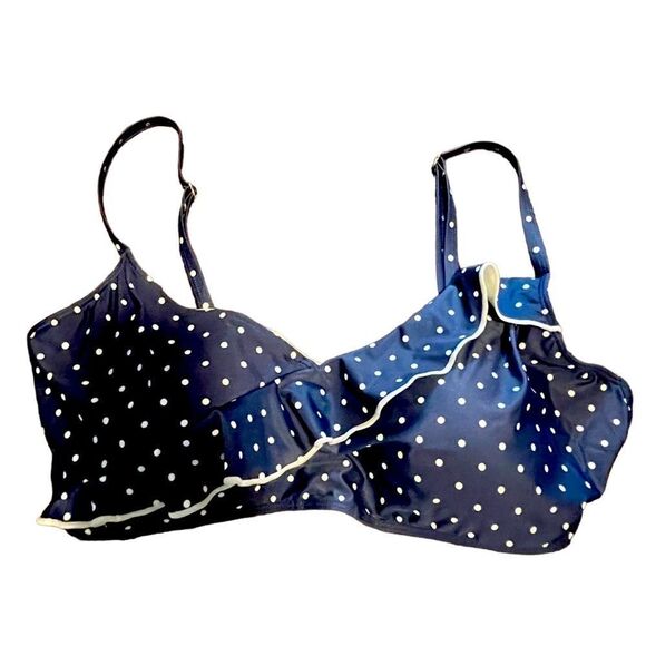 Summersalt- Women’s The Ruffle Marina Bikini Navy and White Dot Plus Size 20/22 - Picture 4 of 12